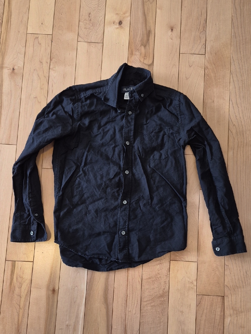 Boys Size 10/12 The Children's Place Black Button-Up Long Sleeve Shirt